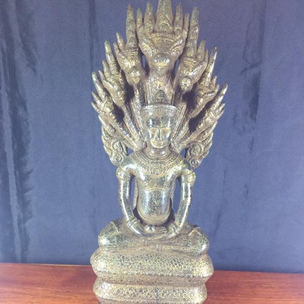 Bronze Buddha on naga coil, 440g