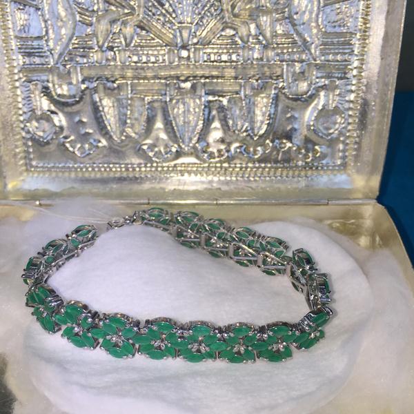 Emerald Bracelet, 92.5% Silver